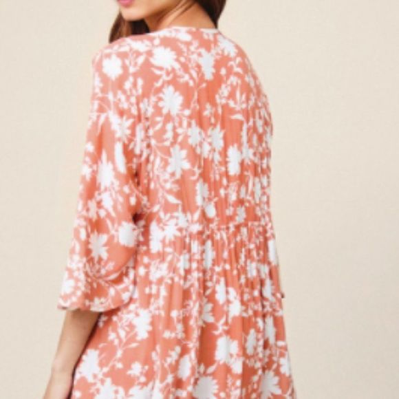 Coral Floral Dress - Picture 3 of 5
